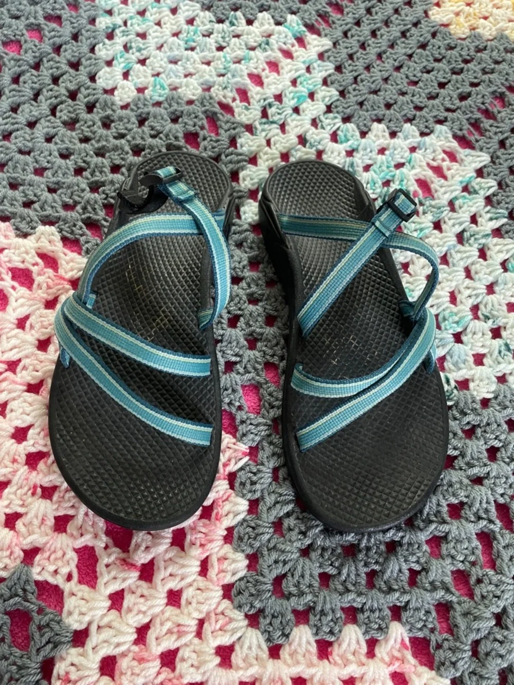 Chaco slide slip on sandal aqua teal womens 9 gently used all terrain - Picture 2 of 4